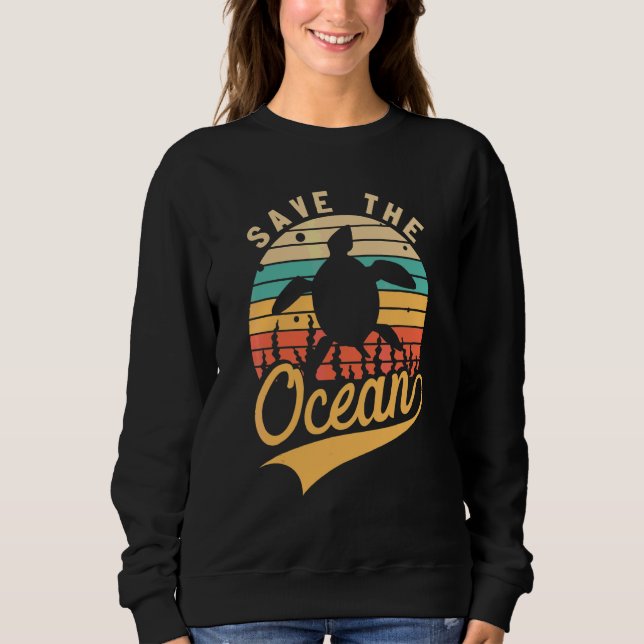 Whale Conservation  Save The Ocean Retro Sweatshirt (Front)