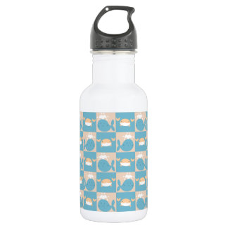 Whale Crab Checkered Pattern Stainless Steel Water Bottle