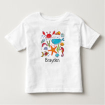 Whale Crab Fish Seahorse Ocean Personalized Baby Toddler T-shirt