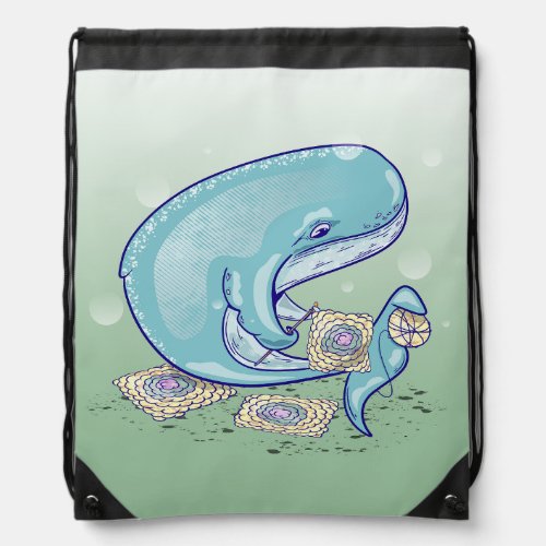 Whale Crocheting Drawstring Bag