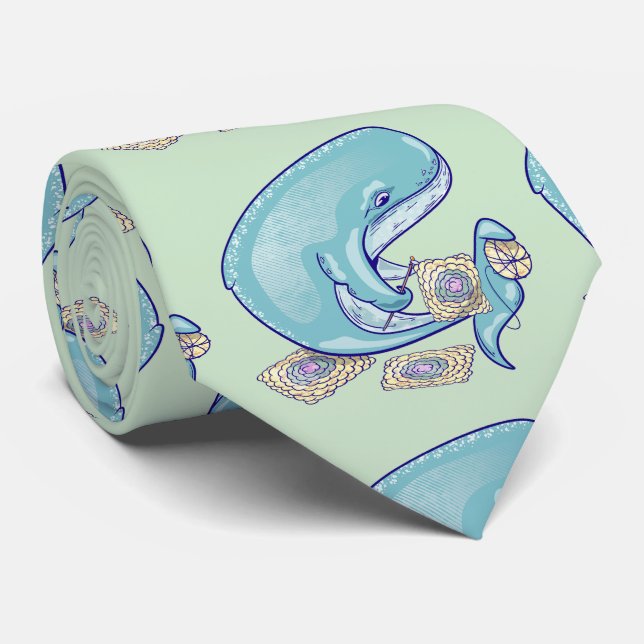 Whale Crocheting Neck Tie (Rolled)