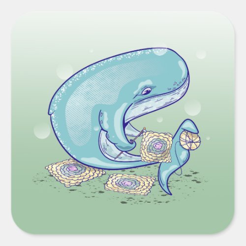 Whale Crocheting Square Sticker