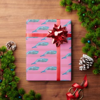 Whale Cute Pink Blue  Pattern Wrapping Paper