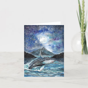 Whale Dance Under the Moon Letterpress Thank You Card