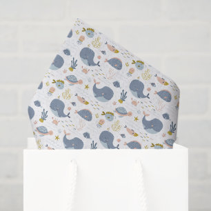 Whale Decoupage Tissue Paper, Ocean Gift Paper