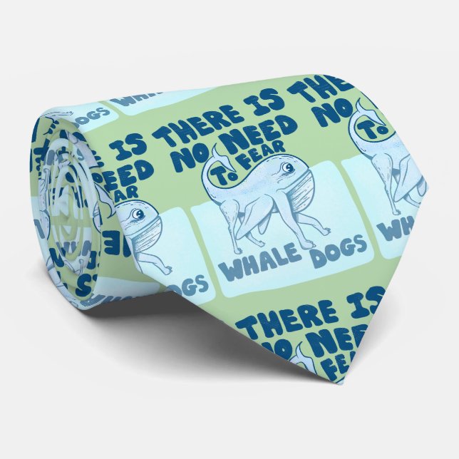 Whale Dog funny creature Neck Tie (Rolled)