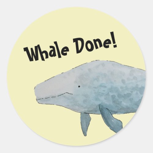 Whale Done Pun Blue Whale Classic Round Sticker