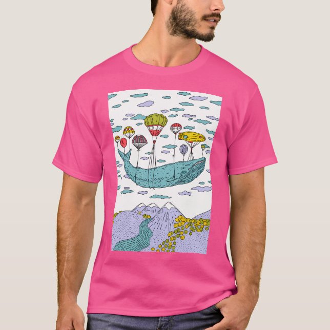 Whale Dream Blue Baseball  Sleeve T-Shirt (Front)