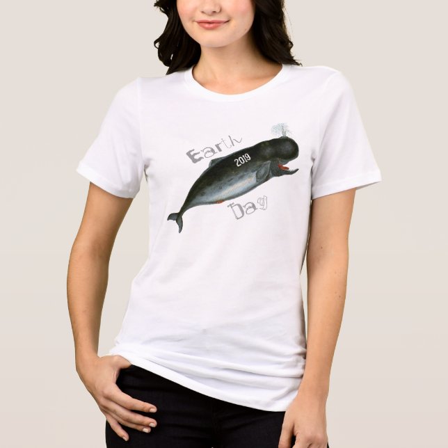 Whale Earth Day T-shirt Tri-Blend Shirt (Front)