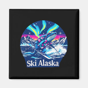 Whale Enjoying Skiing In Alaska Adventure  Magnet