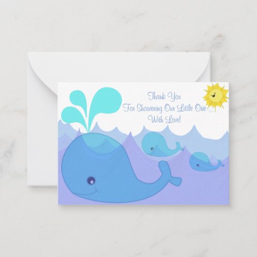 Whale Family Baby Shower Thank You Card