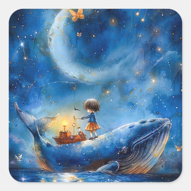 Whale Fantasy Square Sticker (Front)