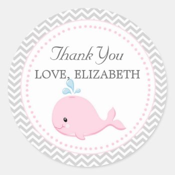 Whale Favor Label Thank You Sticker by pinkthecatdesign at Zazzle