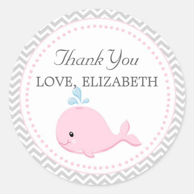 Whale Favor Label Thank You Sticker (Front)