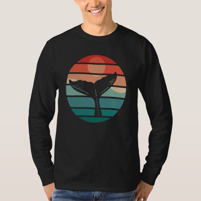 Whale Fin Sunset Whale Watcher T-Shirt (Front)