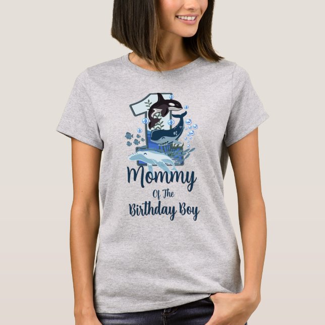 Whale First birthday womens tshirts Mom (Front)