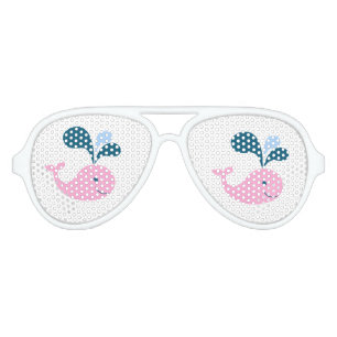 WHALE. FISH. CUTE PINK WHALE ILLUSTRATION AVIATOR SUNGLASSES