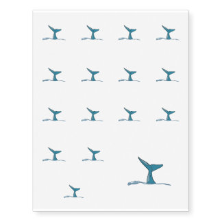 Whale fish fin temporary tattoos