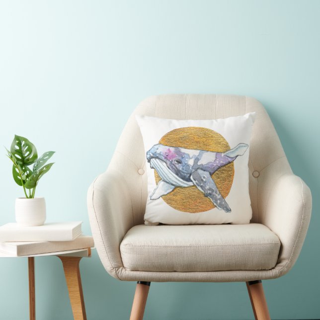 Whale Float Throw Pillow (Chair)