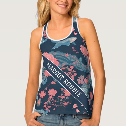 Whale Floral Colorful Personalized Pattern Tank Top