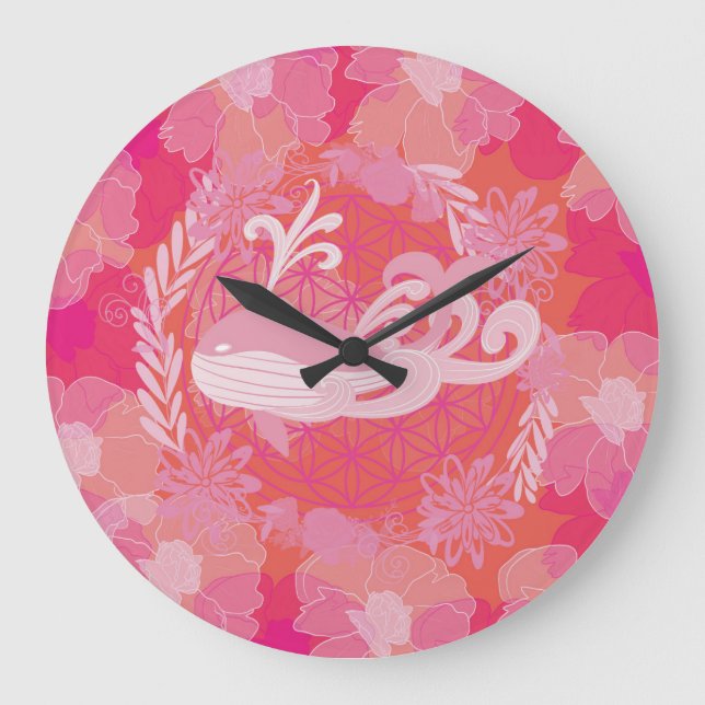 Whale flower of life large clock (Front)