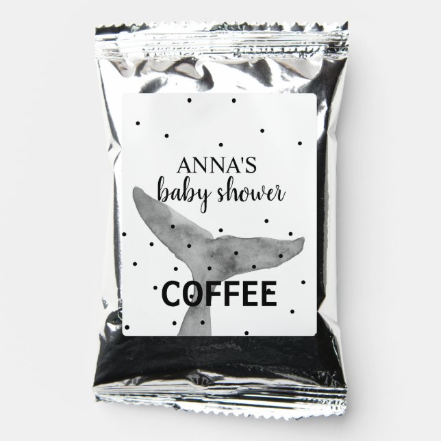 Whale Fluke Watercolor Elegant Baby Shower    Coffee Drink Mix (Front)