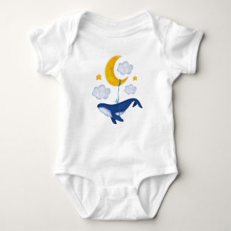 Whale flying among clouds baby bodysuit