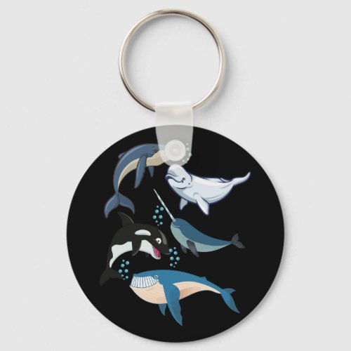 Whale For Whale Lovers Blue Beluga Orca Keychain