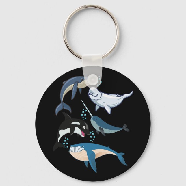 Whale For Whale Lovers Blue Beluga Orca Keychain (Front)