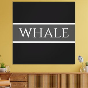 WHALE Fun Dark Gray Black White Orca Stripes Canvas Print