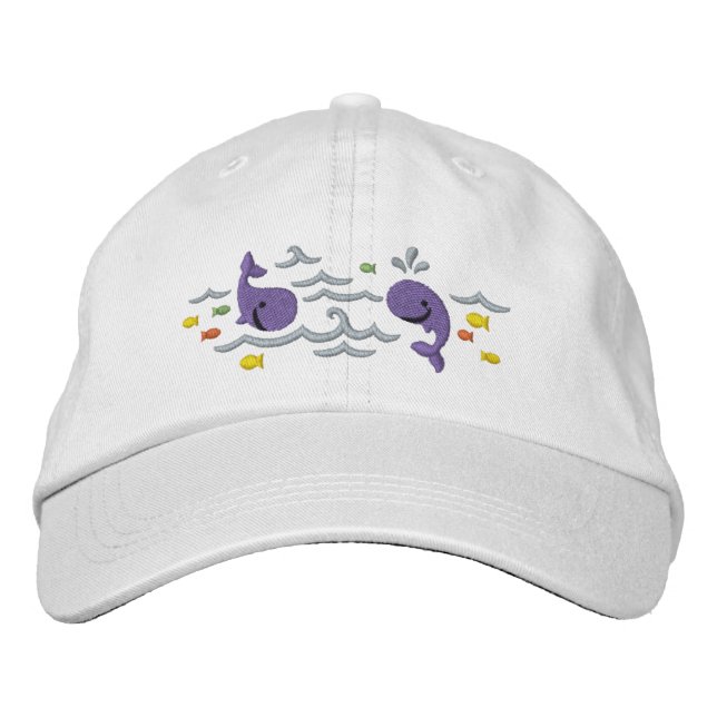 Whale Fun Embroidered Baseball Cap (Front)