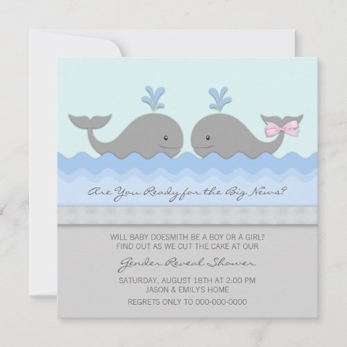 Whale Gender Reveal Party Invitations