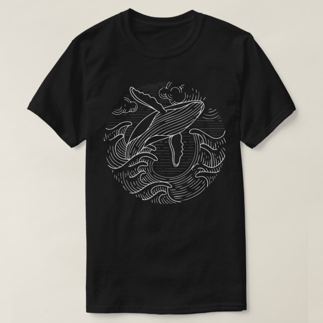 Whale Gifts Mens. Ocean Waves Humpback Whale Gifts T-Shirt (Design Front)