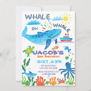 Whale Hand Drawn Birthday Invitation