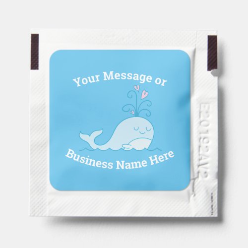 Whale Hearts Cute Kids Business Logo Name Message Hand Sanitizer Packet
