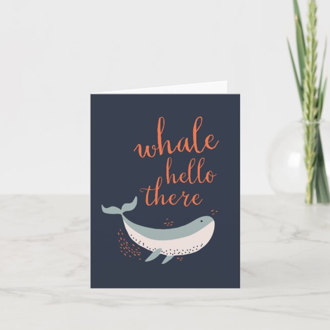 Whale Hello Letterpress Thank You Card (Front)