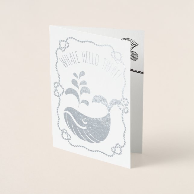 Whale Hello There | Long Time No Sea | Funny Pun Foil Card (Front)