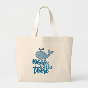 Whale Hello There Whale Cartoon Cute Baby Whale De Large Tote Bag