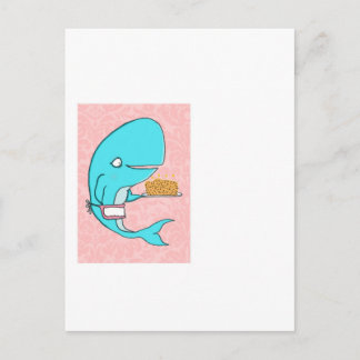 Whale homemaker mother with krill cake postcard