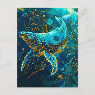 Whale in Aborigine Dot Art Style Postcard