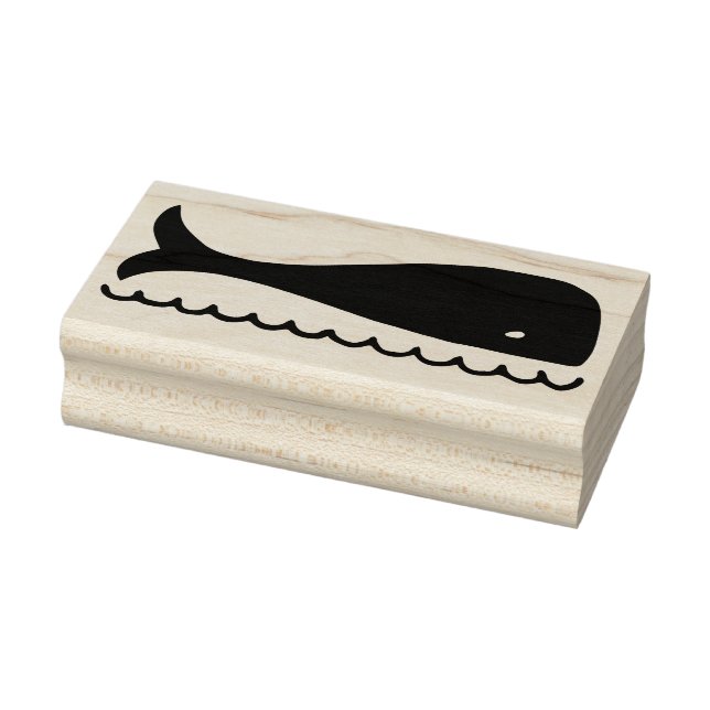 Whale in Sea Facing Right Rubber Art Stamp (Stamp)