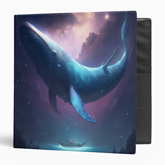 Whale In The Sky Fantasy Art 3 Ring Binder (Front/Inside)