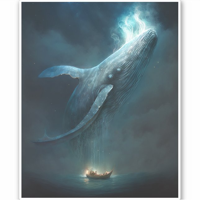 Whale In The Sky Fantasy Art Sticker (Front)