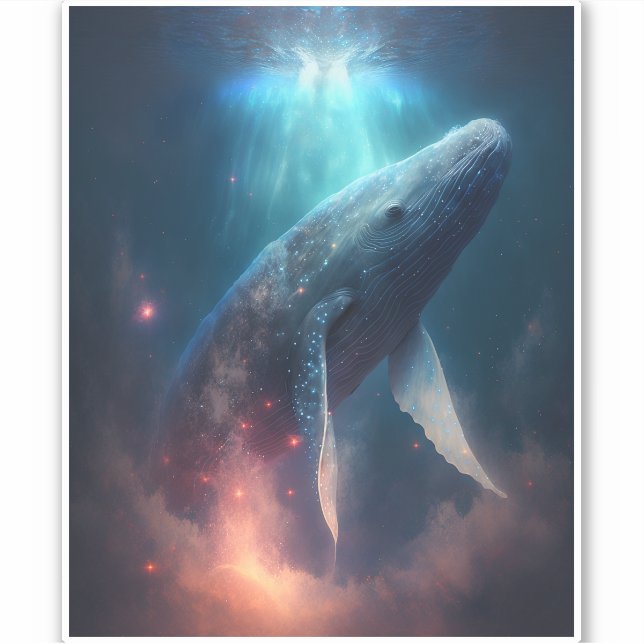Whale In The Sky Fantasy Art Sticker (Front)