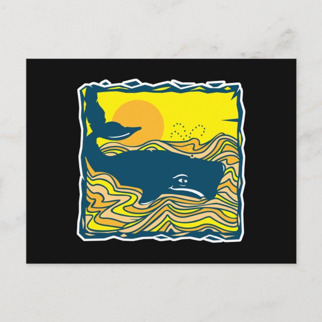 whale in the sunset design postcard (Front)