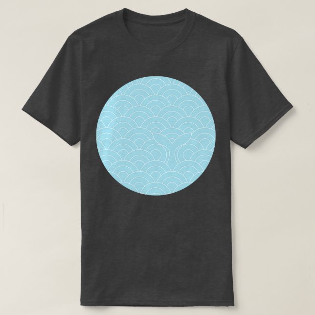 whale in waves white and pastel blue T-Shirt (Design Front)