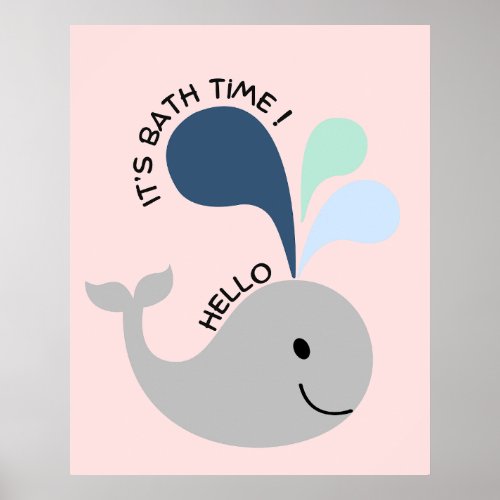 Whale its bath time nursery wall art