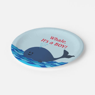 Whale It's A Boy Personalized Paper Plates