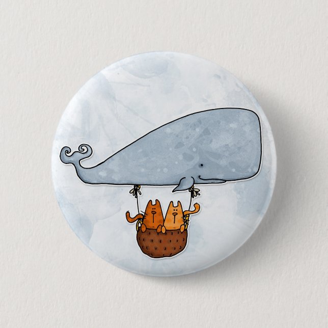 whale kitties pinback button (Front)