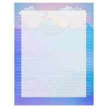 Whale Lined -  8.5" x 11" Stationery Sheet